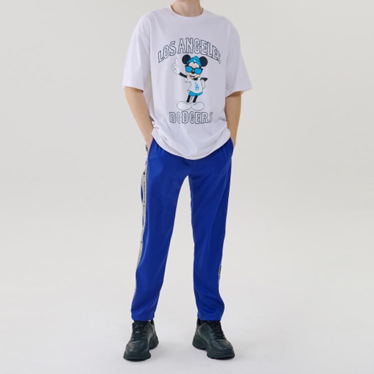 MLB x Disney Collaboration Los Angeles Dodgers Letter Stripe Mid-Rise Casual Knit Sweatpants Unisex pants Blue 31TPK2031-07U