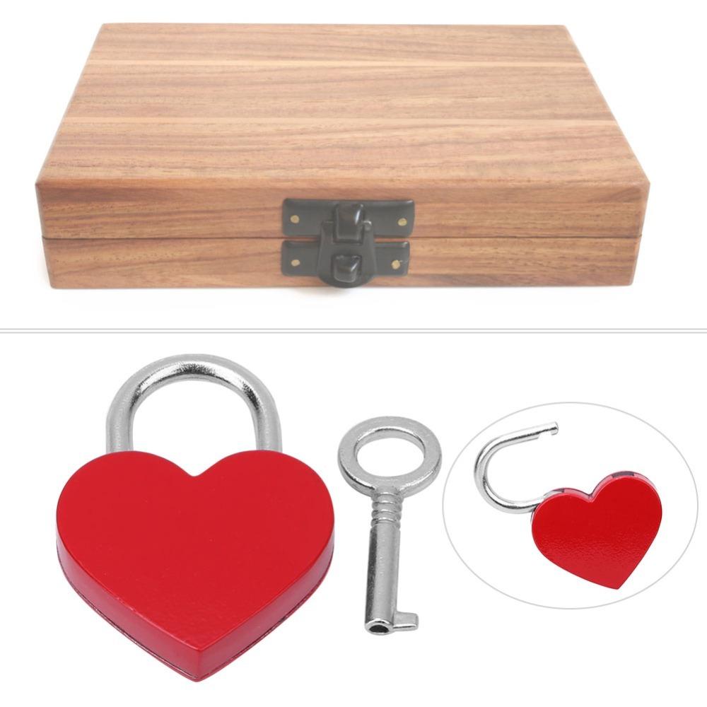2pcs 30x39mm Mini Padlock With Keys Love Lock Padlock Heart Shaped Padlock Handbag Decoration