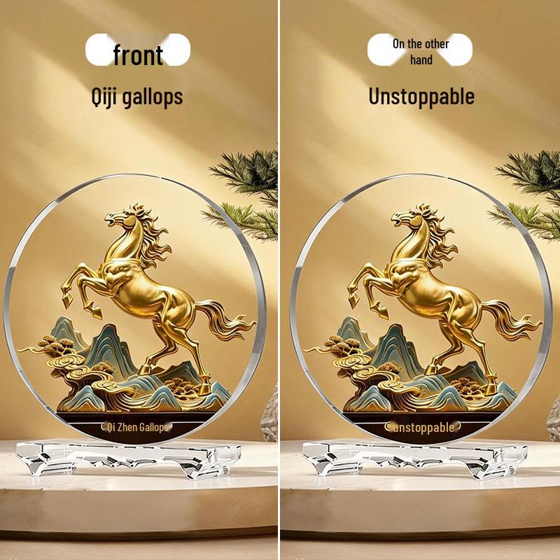 Figurina di Cavallo dello Zodiaco in Cristallo: Amuleto di Successo e Ricchezza per Casa, Ufficio o Regalo