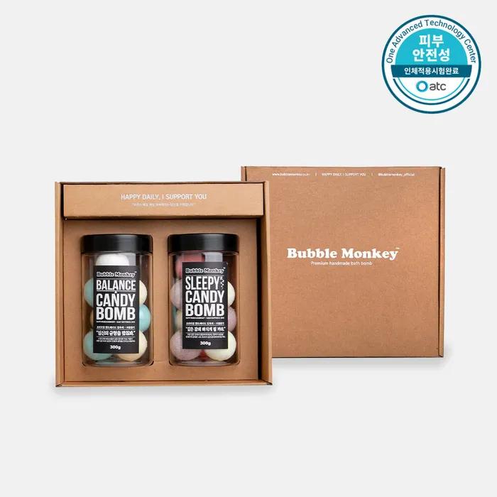 

Bubble Monkey 3в1 Конфетная бомба 2 вида Набор подарочной соли для ванны Beauty Candy Balm