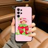 S-Strawberry-S- Shortcake Black Soft Silicone Phone Case for Samsung S25, S24, S21, S22, S23, S30, Ultra, S20, Plus, FE, Lite
