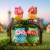 RENEWREVITAL Mini Miniature Set of Cute Animal DIY Car Bonsai Colorful Owl Figurines, Ornaments, 4, Figures, Desktop, Office, Decor, Gift, Landscape,