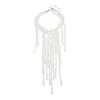 Fashionable Imitation Pearls Layering Necklace With Flowing Fringe Detail Adjustable Beaded Clavicle Chain
