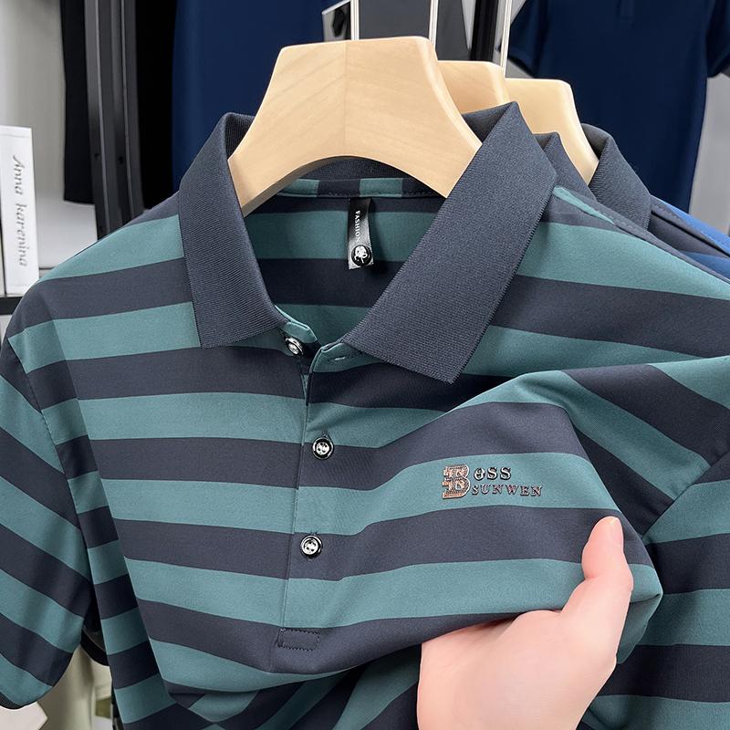 2025 New Summer Men's Lapel Short-sleeved T-shirt Business Casual Polo Shirt