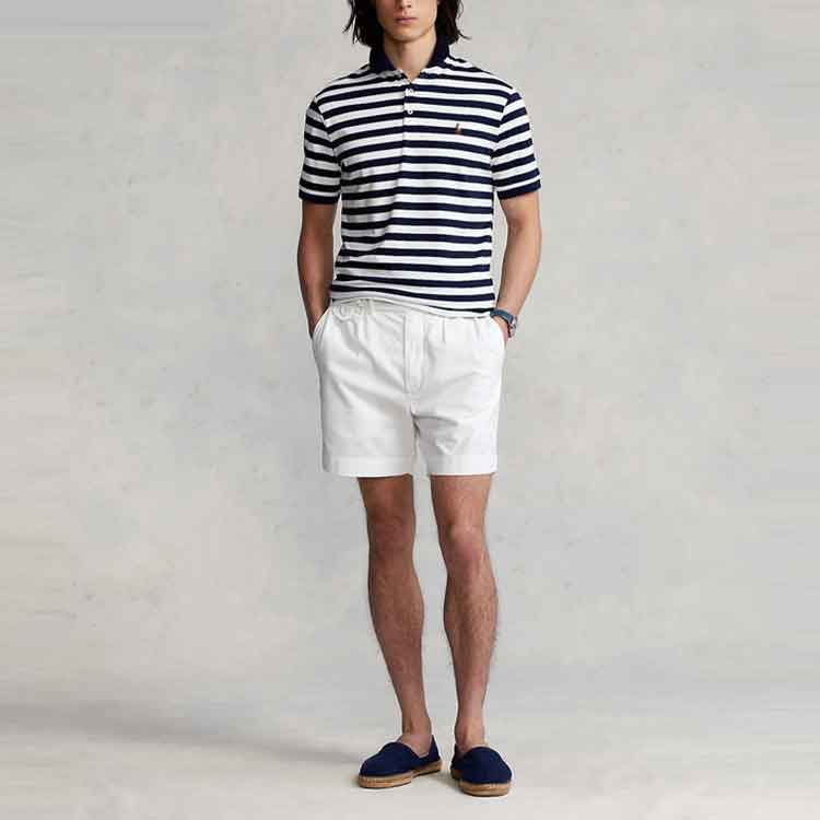 Polo Ralph Lauren SS22 Striped Slim Fit Embroidered Logo Short Sleeve Polo Shirt Men Tops Navy-Blue MNPOKNI1N821598-410