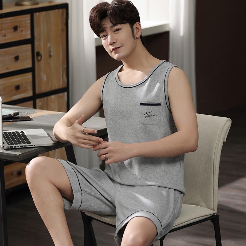Mens Modal Cool Pajamas Set Summer Round Collar Shorts Modal Nightwear Fashion Gentleman Elegant Sleepwear