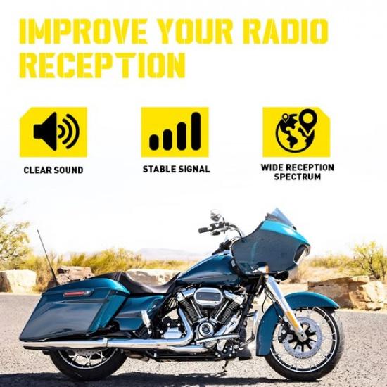 Pair 16Inch Black Mast AM/FM Aerial Radio Antenna Replacement For Harley Metal