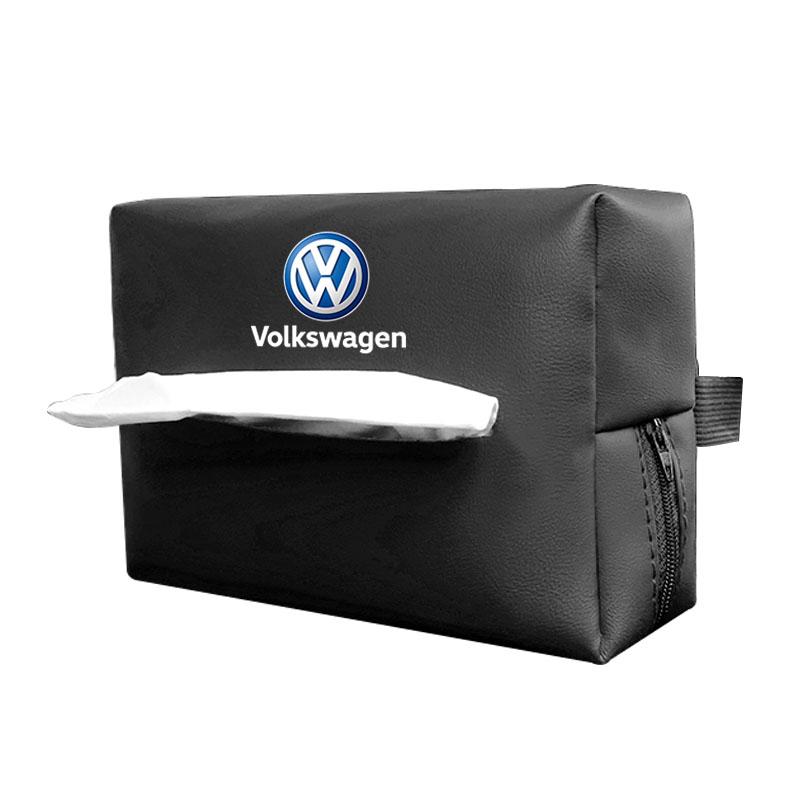 W151Car Tissue Box Car Interior Accessories For Volkswagen Golf Passat B6 Amarok T5 Tiguan Leather Tissue Storage Bag Kleenex Case