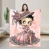 B-Bettys Boops Comfortable Blanket Cartoon Doll Casual Plane Travel Throw Blanket Home Decor Flannel Bedspread Sofa Bed Cover