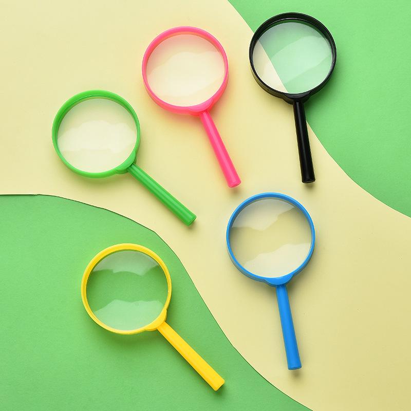 Foreign Trade 60mm Handheld Plastic Children's Color Educational Science Magnifying Glass Toy