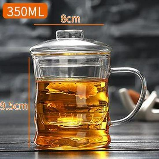 Transparent Borosilicate Glass Tea Infuser Cup with Filter - Stylish Office Tea Separator for Men and Women