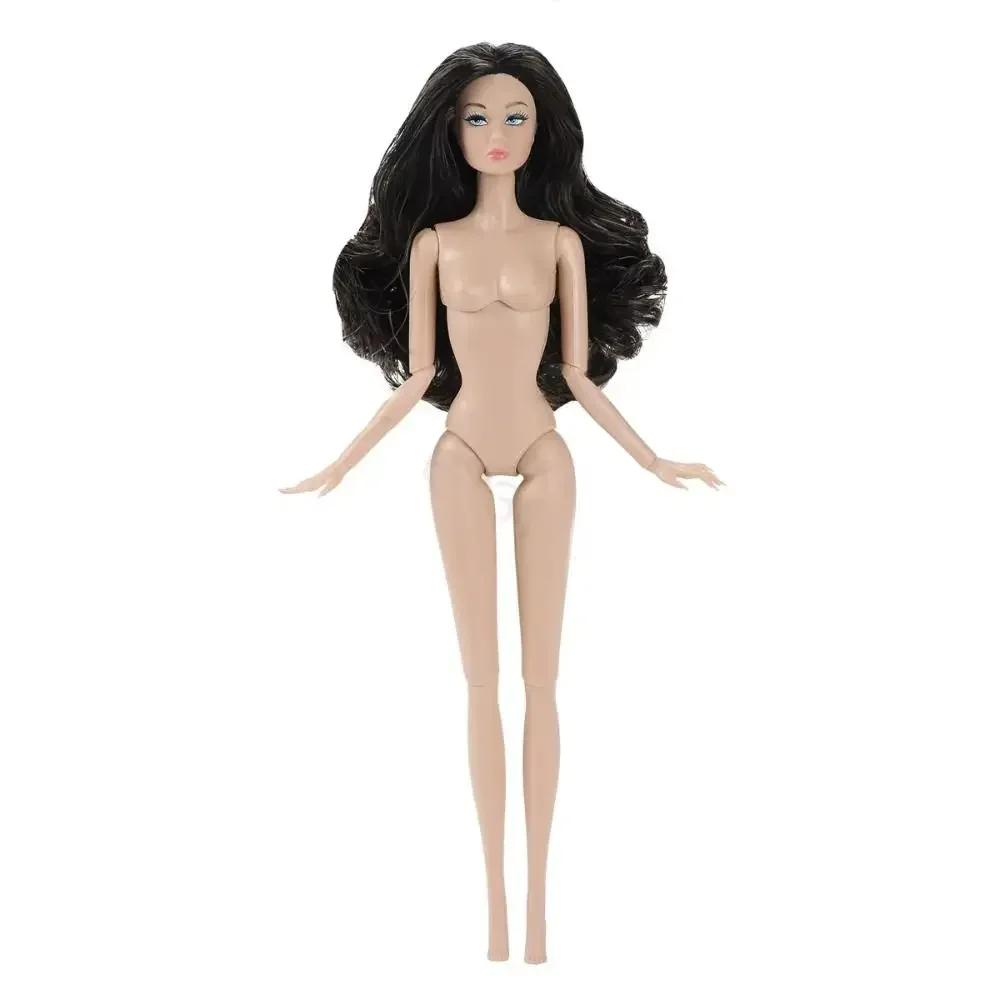 Menina Europeia Supermodelo Pele Escura Cabelo Cacheado Nude 16 Modelos Vestir Figura de Ação 32cm Corpo DIY