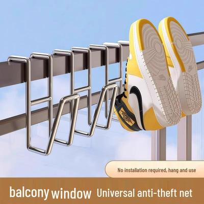 Stainless Steel Anti-theft Outdoor Shoe Drying Hook for Balcony or Window Railing