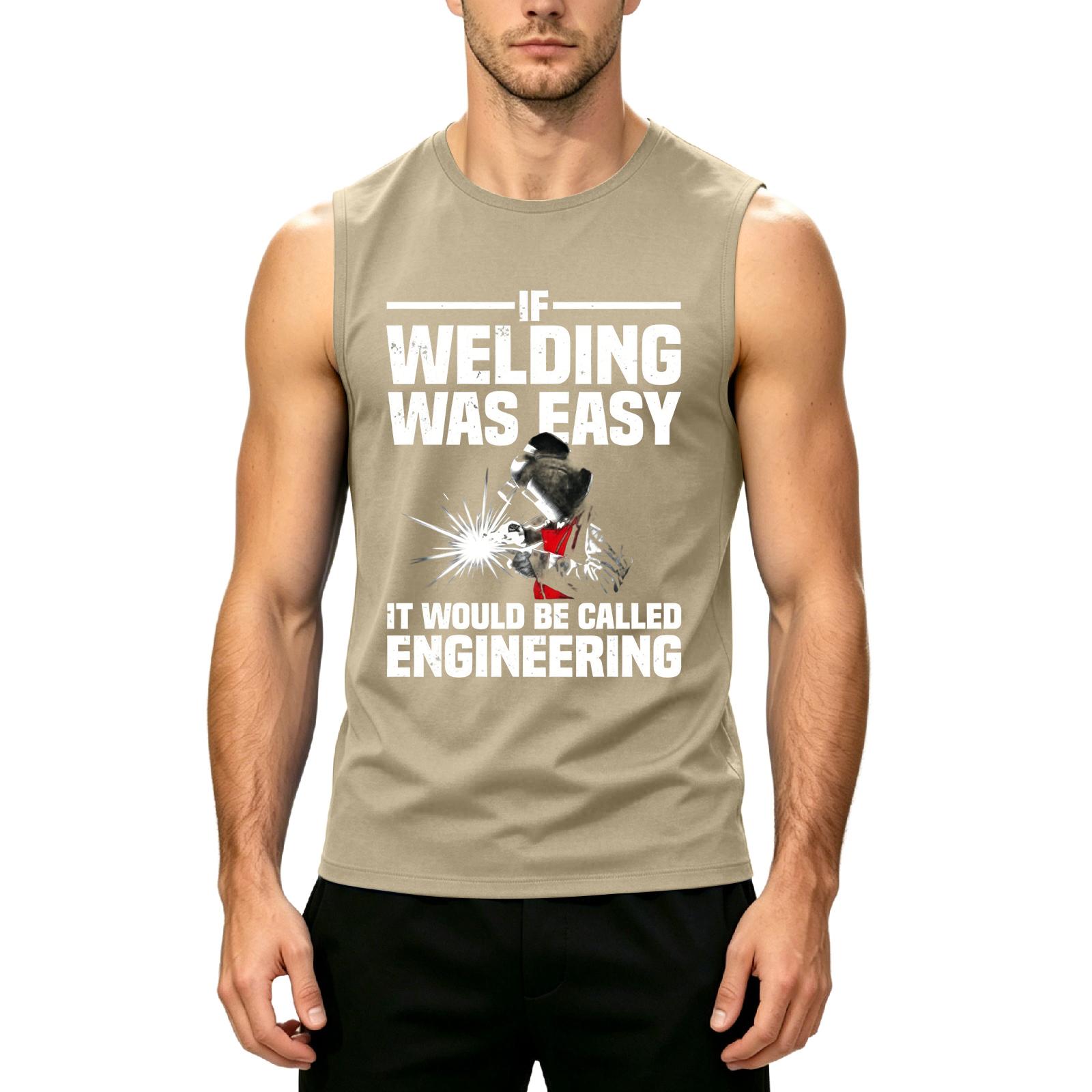 

Men s Sleeveless Casual Tank Top Labor Day Welding Print Muscle Fit Workout Shirt Lightweight Comfortable Fabric XXXXL