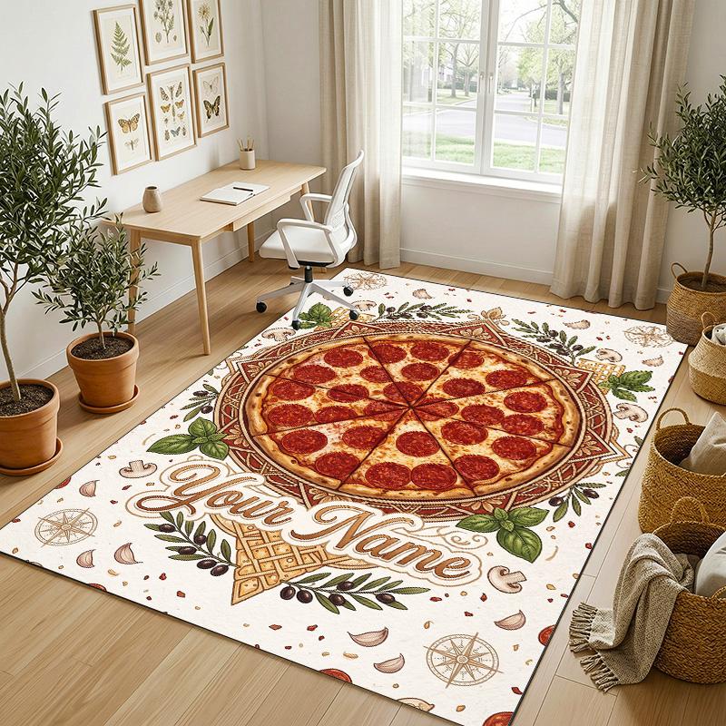 Peacock Floral Theme Soft Crystal Velvet Rug Custom Name & Text Print Non Slip Floor Rug for Bedroom Living Room