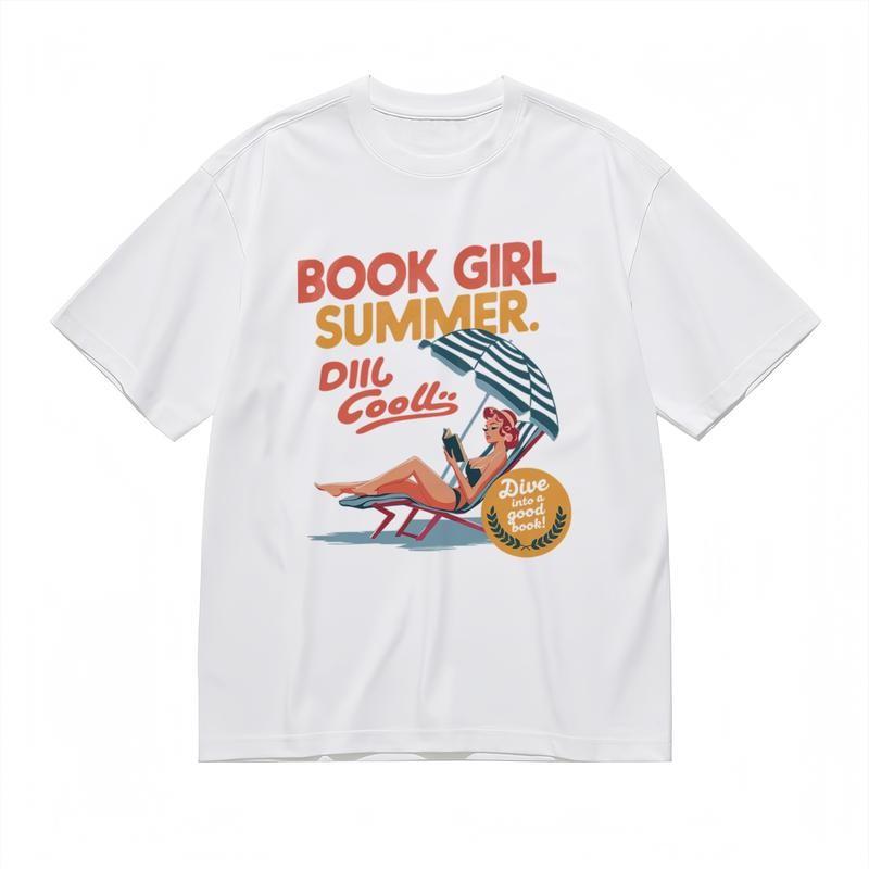 

Women s Trend All-Season Breathable Classic T-Shirt Beach Reading Scene Tee 4XL