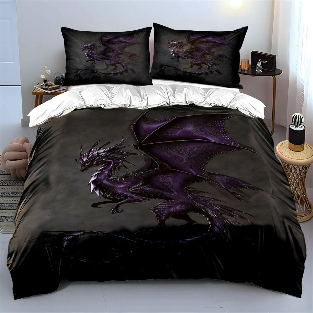Purple Dragon with Patterns. Bedding Sets Duvet Cover Sets Duvet Covers Pillowcases(1 * Duvet Cover 2 * Pillowcases Without Duvet Insert)