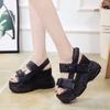 Sandalias De Mujer Verano 2024 Platform Shoes Wedge Heels Shoes Women Buckle Thick Soled Beach Sandals Woman Sport Sandal Black
