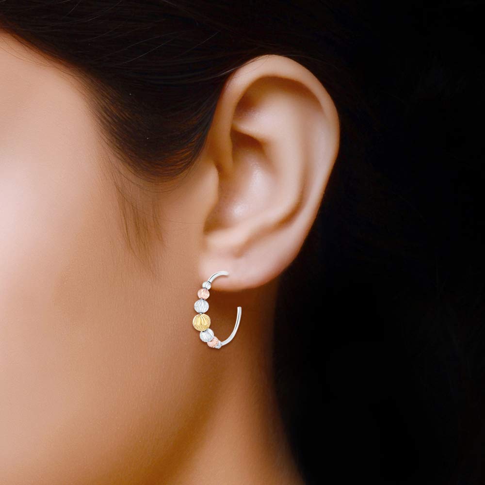 LeCalla Orecchini A Cerchio Con Perline – Argento Sterling 925 Per Donne E Adolescenti