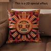 2D Aztec Sun God Print Throw Pillow Covers Pattern Cushion Cover Suitable For Sofa Bedroom Car Pillow Cover