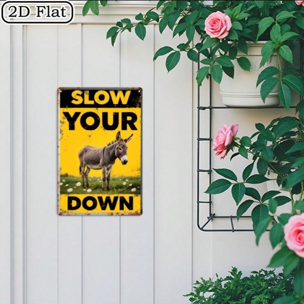 Metal Wall Art Vintage Donkey Poster Farmhouse Decor 7.8x11 Inch