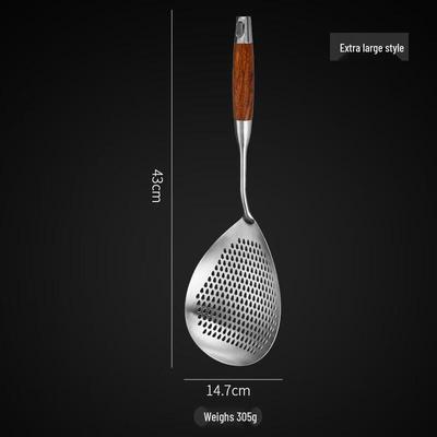 ZISIZ 304 Stainless Steel Strainer Spoon with Pear Wood Handle