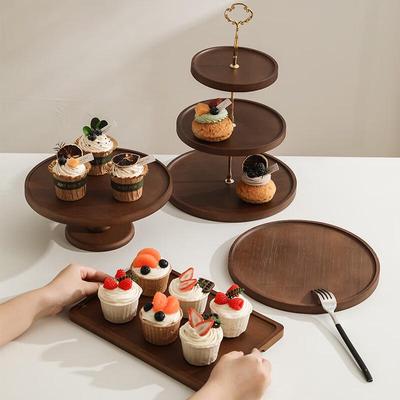 Wooden Two-Tier Dessert and Snack Serving Stand