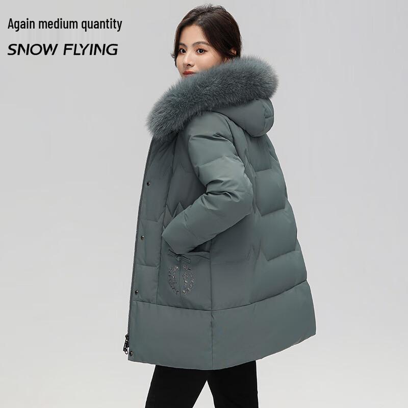 SNOWFLYING Winter Hooded Loose Fit Duck Down Jacket