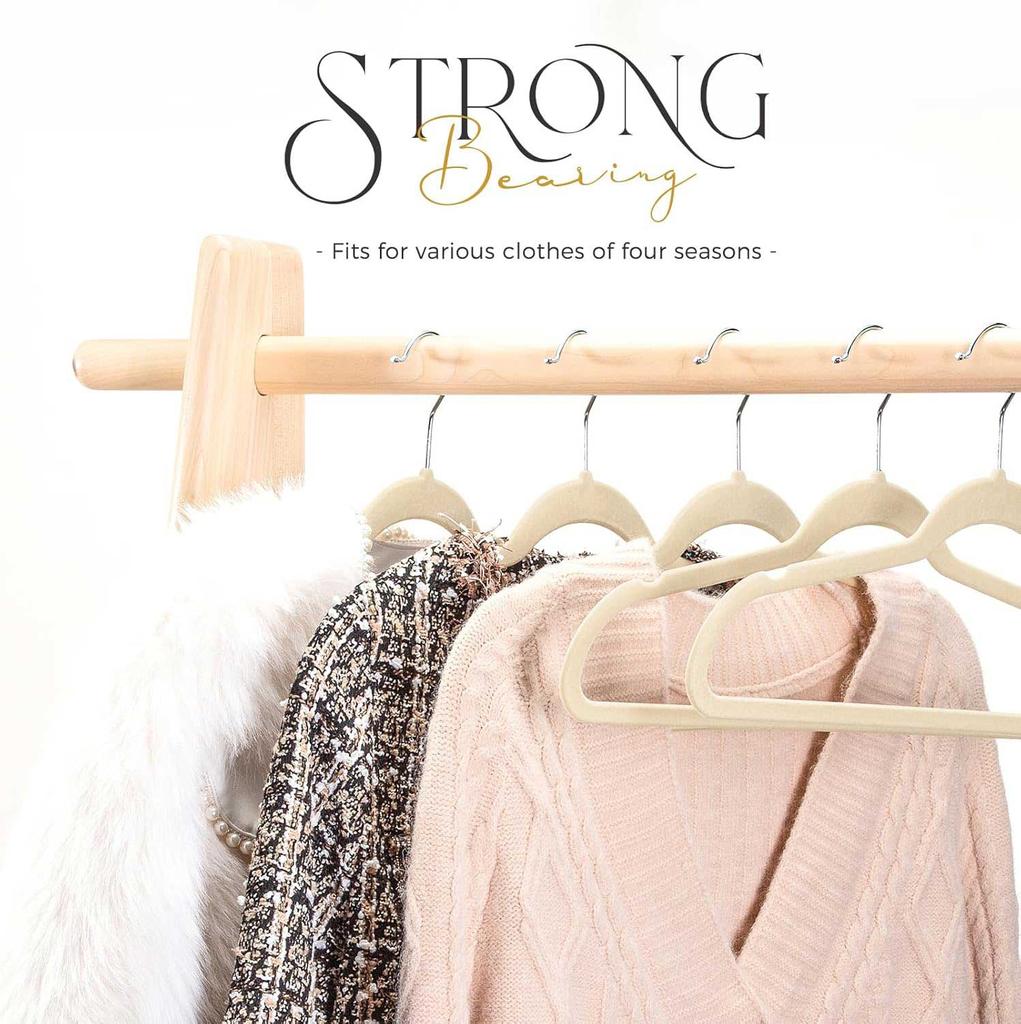 Beige Velvet Hangers 10 Pack, Non Slip Clothes Felt Hanger Heavy Duty for Coat, Premium Slim Space Saving Suit Hangers for Close