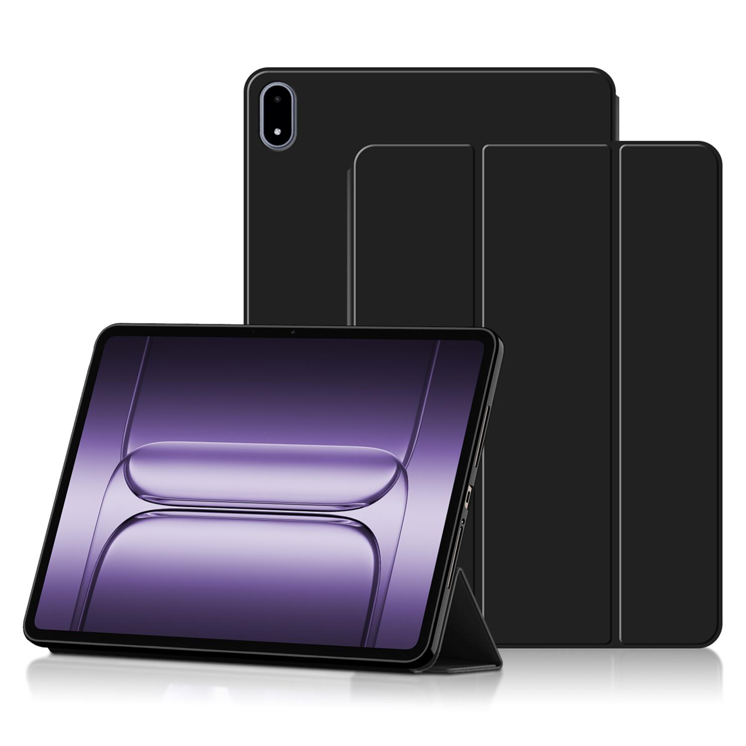 

Чехол для OnePlus Pad 2 Pro из ПУ кожи с ТПУ задней крышкой, тройная подставка, чехол для планшета Black