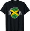 Jamaican Flag Ripped Shirt Graphic Tee Men Cotton Casual Independence Roots T-Shirt