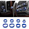 for Silverado Center Console Knob Cover Trim Ring Blue for Chevy Silverado/Suburban/GMC Sierra 2014-2018 Blue Interior Accessories 8pcs