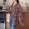 American Retro Contrasting Color Plaid Long-sleeved Shirt for Women In Spring Summer and Autumn Design Niche Cardigan Shirt Jacket Ins Trendy