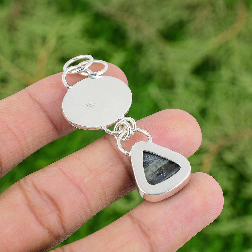 Daughters Day Sale Silver Leaf Jasper Gemstone Pendant Jewelry Sterling Silver