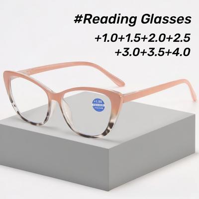 New Fashion Cat's Eye Presbyopia Glasses Anti-blue Light Middle-aged and Elderly High-definition Reading Glasses Diopter To +4.0