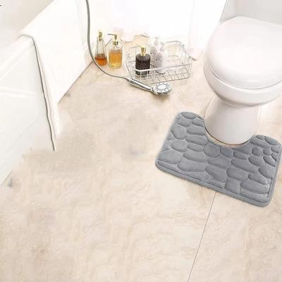 Alfombra 1PCS Espesada Repujada Guijarros Coral Terciopelo Alfombrilla de Piso Baño Inodoro en Forma de U Alfombrillas Absorbentes para Pies