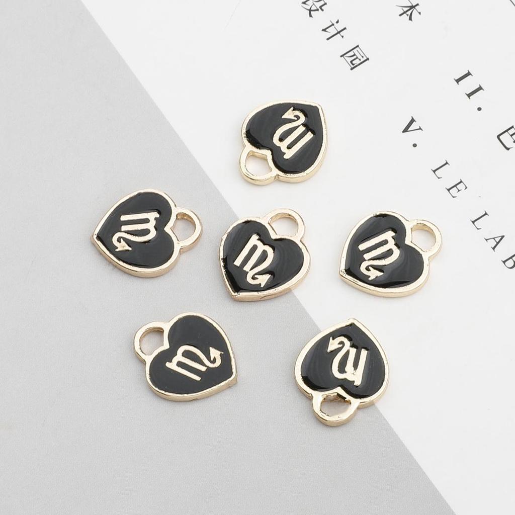 10/12Pcs 12*14mm 12 Constellations Love Heart Droping Oil Alloy Accessories For Jewelry Component Making DIY Necklace Bracelet Earring