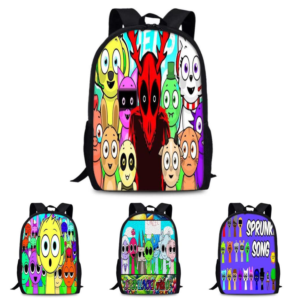 Sprunki 15in Large Capacity Backpack Durable Oxford Fabric School Bag For Students Teens Lightweight Design