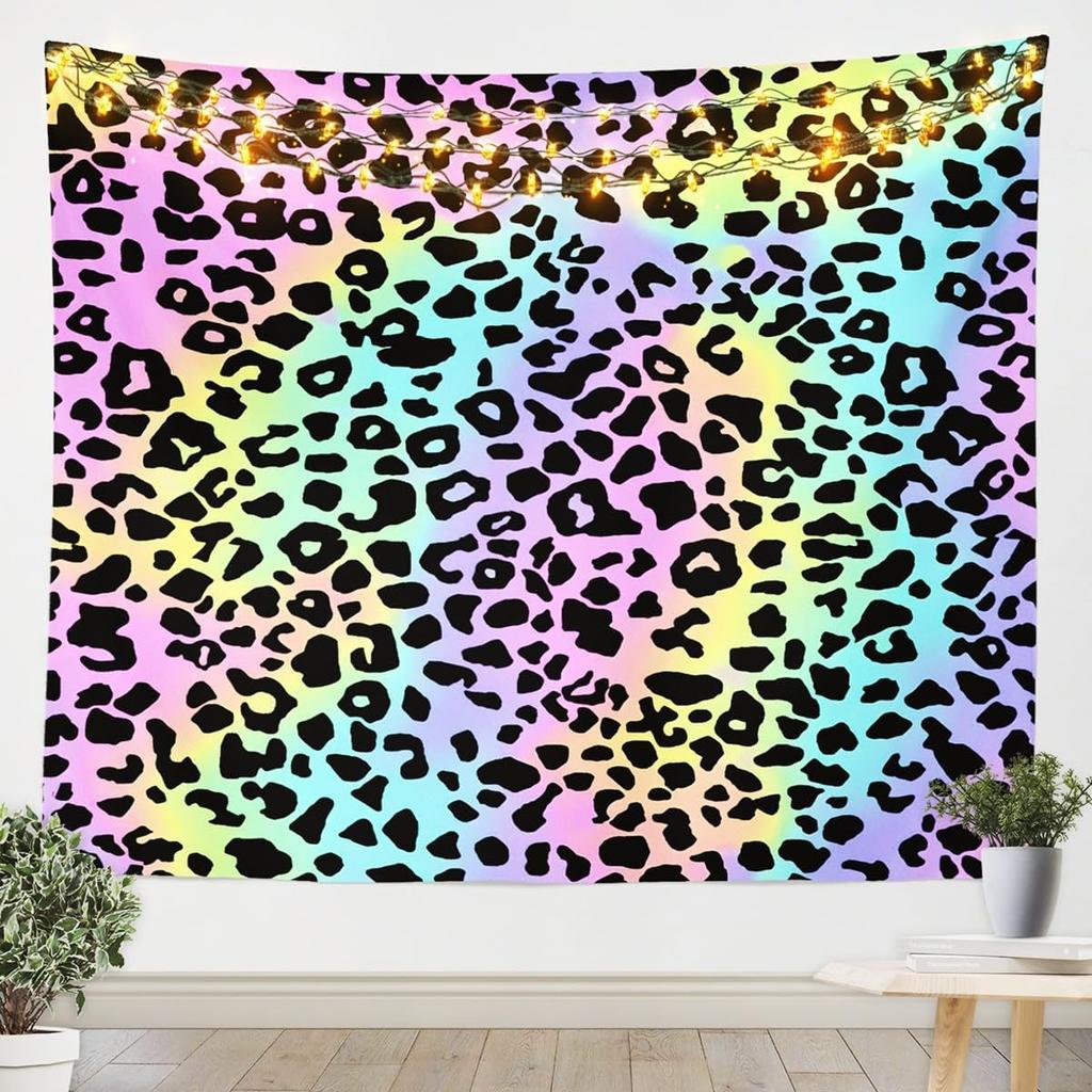 Rose Cheetah Tapestry Wall Hanging Leopard Print Tapestry For Kids Boys Girls Children Romantic Red Rose Floral Wall Tapestry