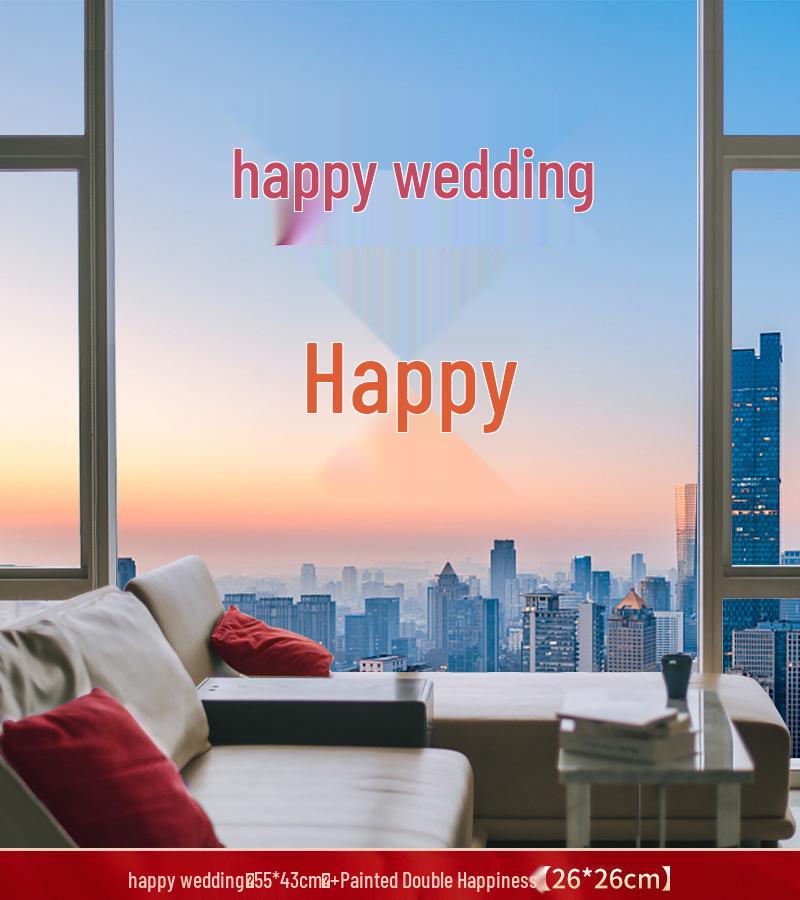 Xi Character Flocked Wedding Window Clings for Living Room Decoration