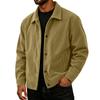 Men's Casual Loose Fit Fall Jacket with Lapel Collar Long Sleeve