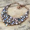 Rainbow Moonstone Necklace Electroformed Copper Necklace Adjustable Chain Necklace Swiss Blue Topaz And Rose Quartz Rough Gemstone Necklace