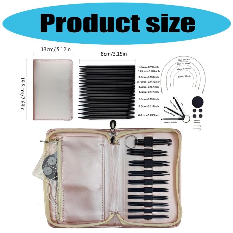 9Pairs of Interchangeable Circular Knitting Needle Set 3.0mm-6.0mm for Knitting Sweater Sock Aluminum Knitting Needle