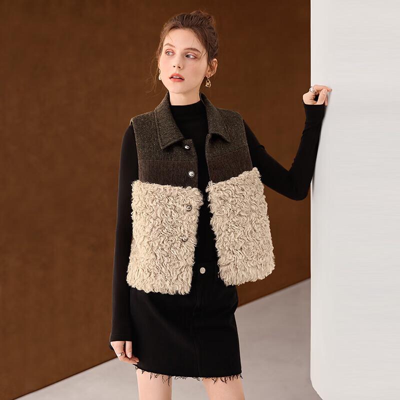 

Женский жилет Tachic из мериносовой шерсти в стиле пэчворк с лацканами L