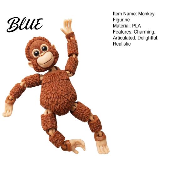 Environmentally Friendly Ornament Articulated Monkey Figurine with Movable Joints 3D Printed Cute Animal for Home Collectible Fidget Desk Toy