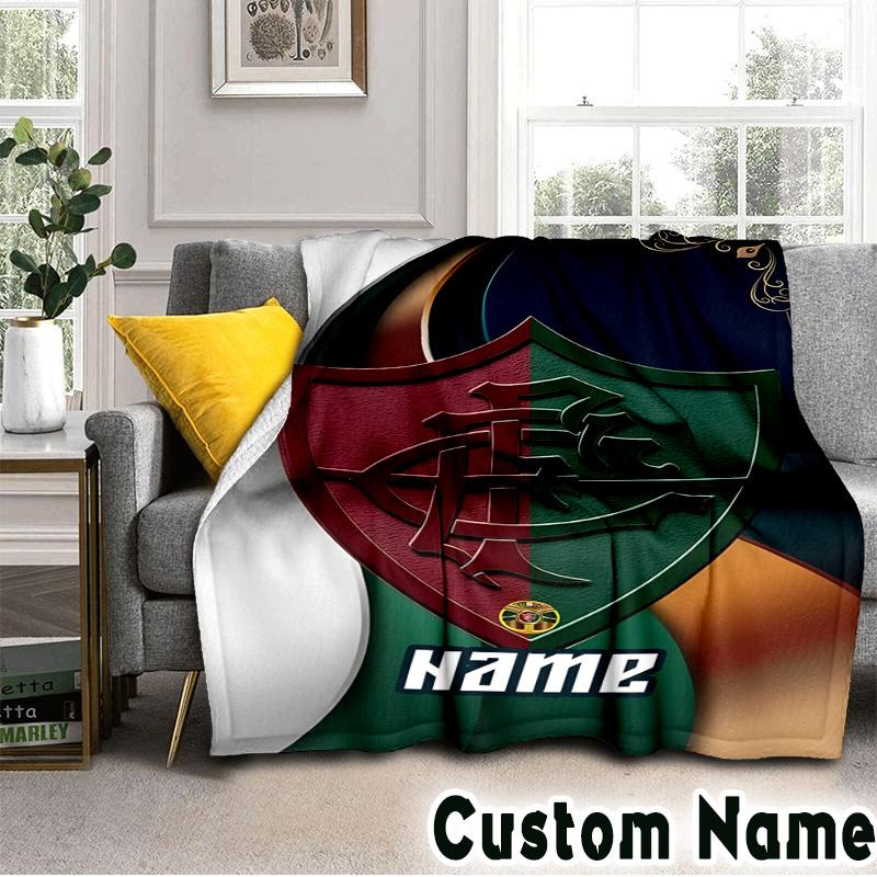 Custom Name Flamengo Crest Artwork Throws Blanket Flannel Blankets for Couch Bed Gifts for Men Women Picnic Blanket Christmas Fan Gifts