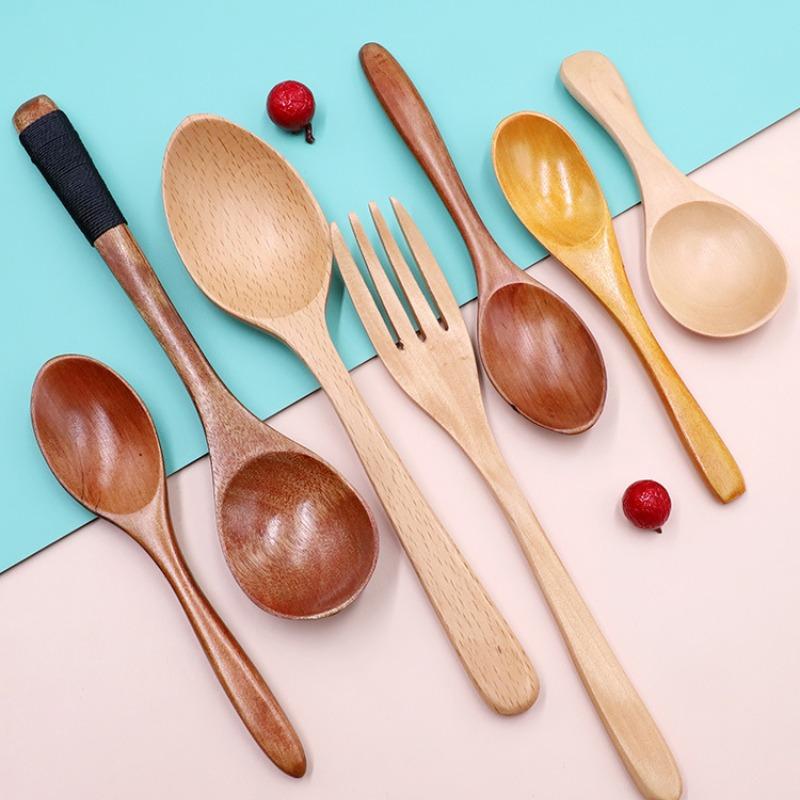 Holzlöffel zum Essen, Holzhoniglöffel für Tee, Holzteelöffel zum Umrühren von Kaffee, Hartholz-Tafellöffel zum Kochen, kleine Servierlöffel
