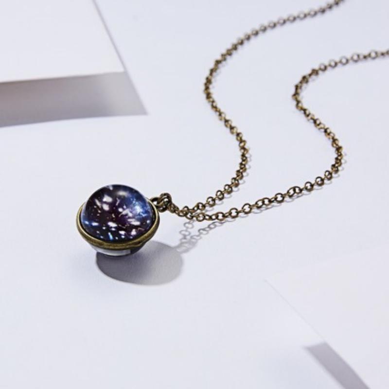 Pendant Fashion New Galaxy Nebula Universe Luminous Double-sided Retro Universe Starry Sky Necklace
