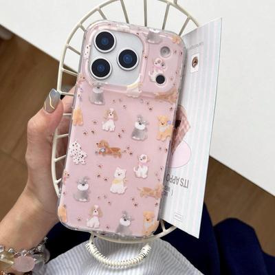 Inspired Glitter Puppy Full Screen Phone Case for iPhone 14/15, 17 Pro Max, 16 PM - Women's Style
