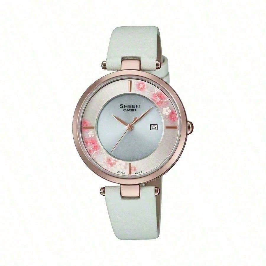 

Casio - White Dial Quartz Watch with Non-Silicone Strap for Women SHS-C110CGL-7AUPFH білий